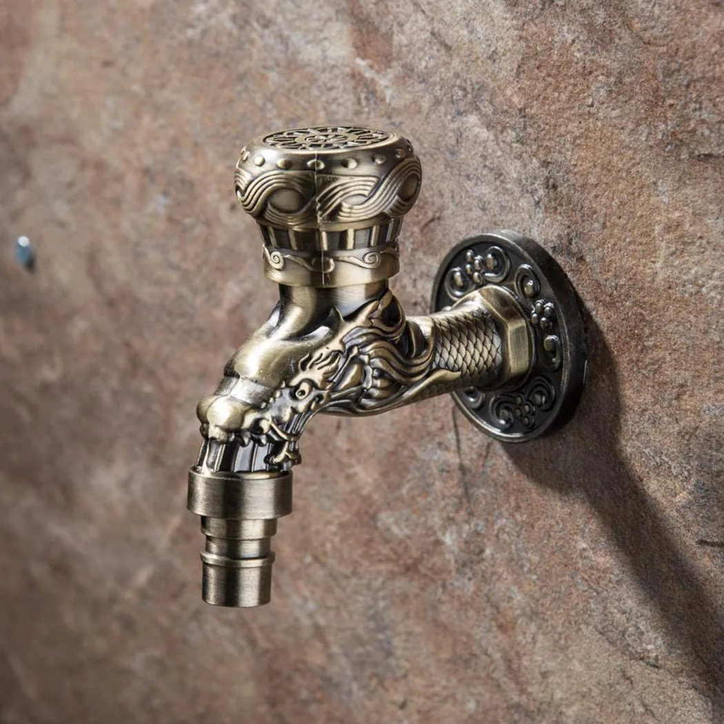 

Decorative Wall Mounted Tap with Antique Bronze Finish for Outdoor Garden Bibcock Zinc Alloy Construction Single Control Faucet
