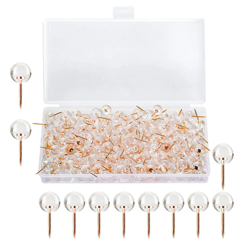 50 Pcs Transparent Pushpin Multi-function Thumb Tacks Condiment Ball Shaped Daily Use Thumbtacks Pushpins Holder Convenient