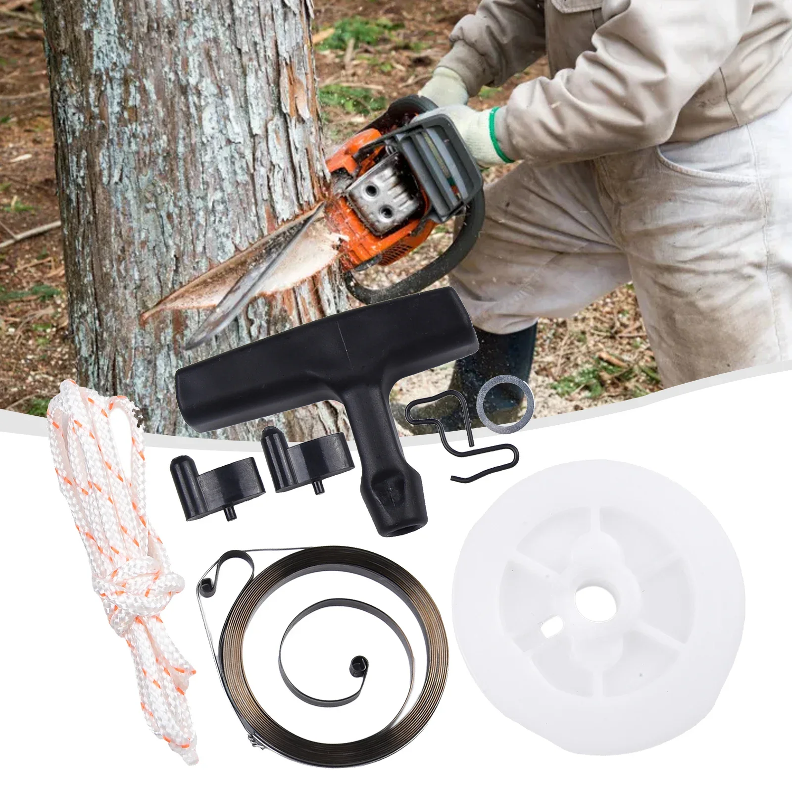 

Recoil Starter Handle Rope Pulley Spring Kit Compatible with For 034 036 044 046 Chainsaws Complete Replacement Set