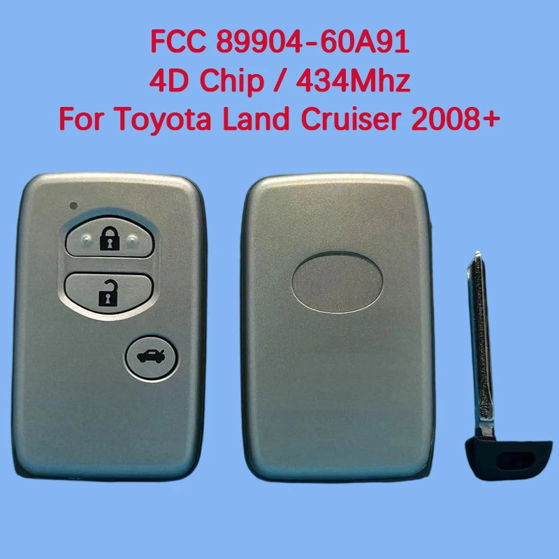 

CN007171 Aftermarket 3-кнопочный смарт-чип без ключа Go 4D 434 МГц FCC 89904-60A91 для Toyota Land Cruiser 2008+