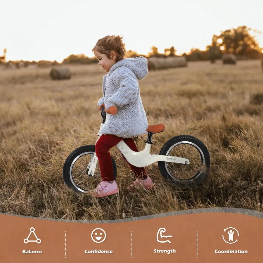 14" loopfiets voor 3 4 5 6 jaar oude jongens en meisjes luchtbanden met magnesiumlegering frame lichtgewicht geen pedaal peutertraining