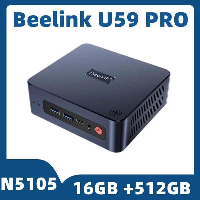 Beelink U59 Pro 미니 PC, Ubuntu 데스크탑 컴퓨터, N5105 DDR4, 16GB, 512GB, BT4.0, USB3.0, M.2 SATA SSD, 듀얼 와이파이 6, 1000M LAN, Win 10, 11