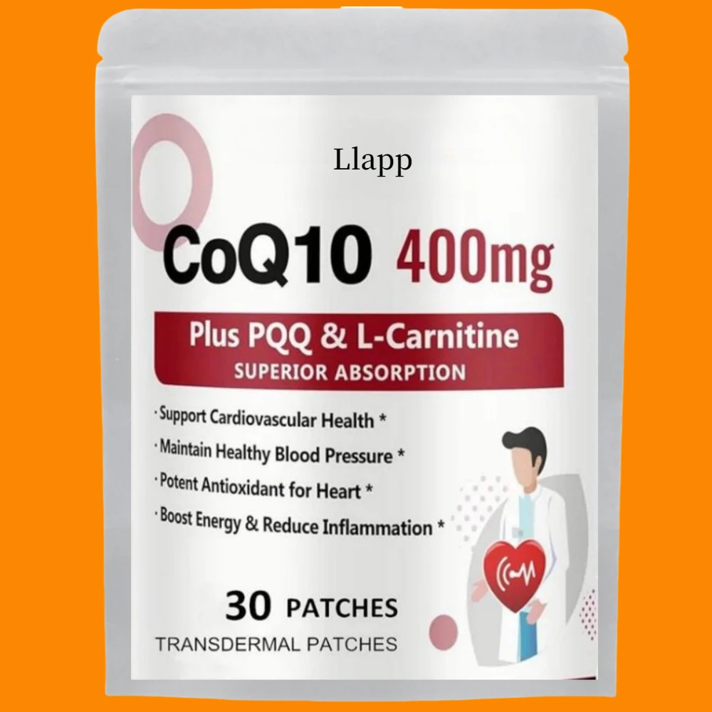 30 Patches CoQ10 Transdermal Patches with PQQ, Supports Heart, Brain, Immune System, Energy