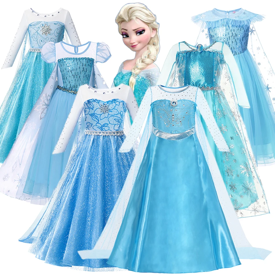 

Frozen Elsa Anna Princess Costume Snow Queen Dress Girls Kids Halloween Cosplay Christmas Carnival Party Disguise Outfit