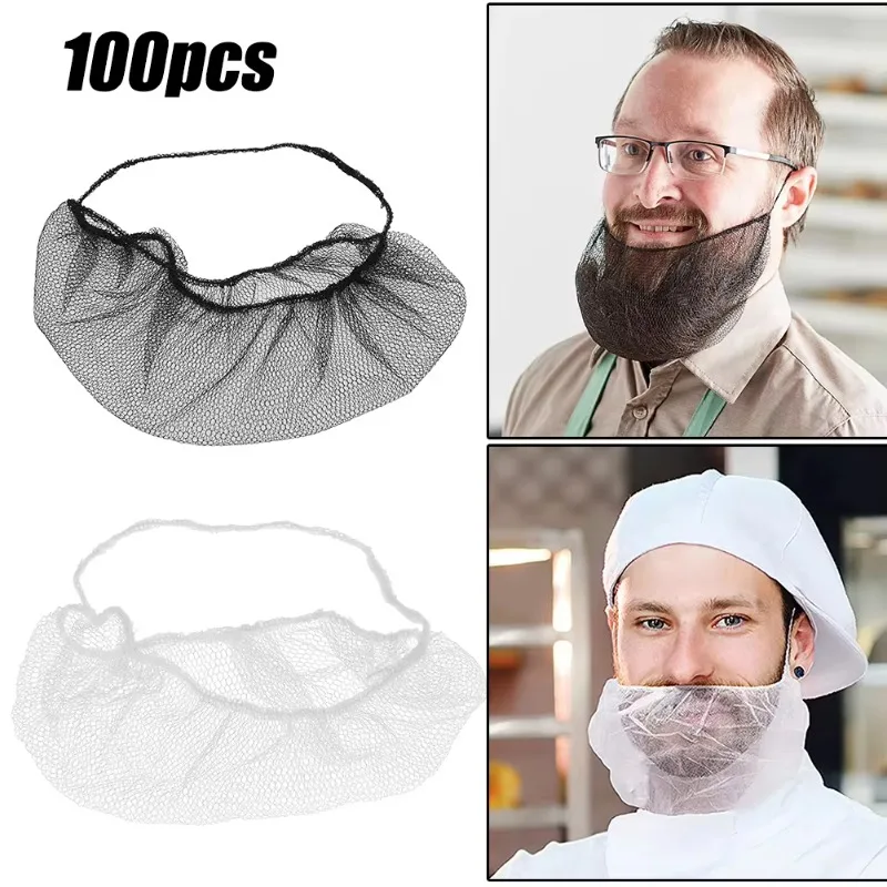 100Pcs Disposable Beard Protector Nets Breathable Beard Guards Elastic Nylon Single Loop Facical Bandana Men Styling Tool