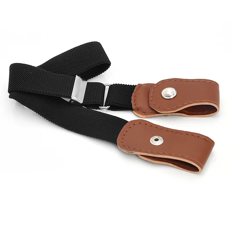 Solid Color Simple Elastic Belt Casual No Buckle Stretch Belt Adjustable Invisible Belts For Girls