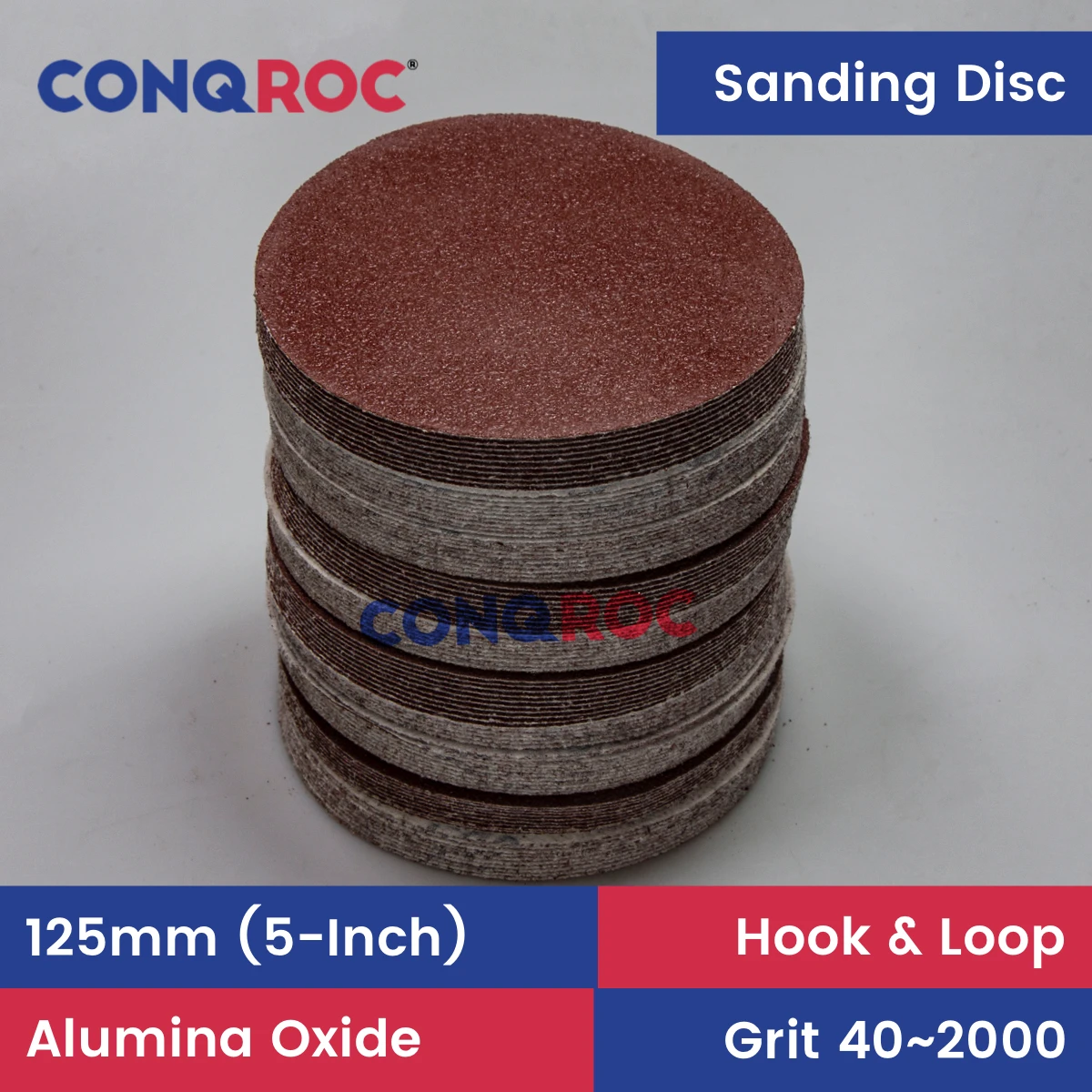 100 Pieces 125mm Sanding Discs Aluminium Oxide 5-Inch Dry Sanding Papers Hook and Loop Grit-60~1000