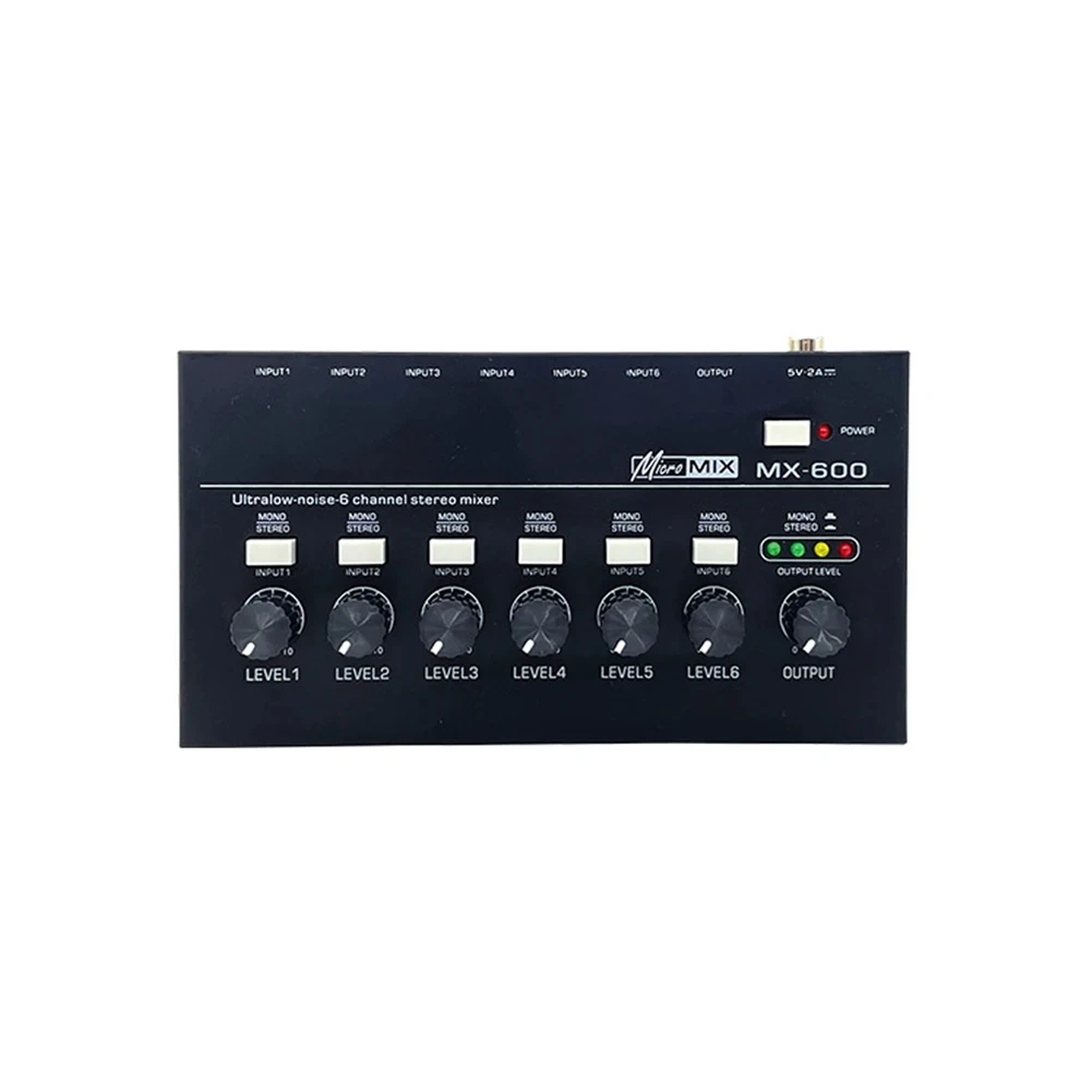 6 Channel Ultra Low Noise Stereo Line Mixer Mini Professional Sound Mixer Power Supply DC5V Audios Mixer US PLUG