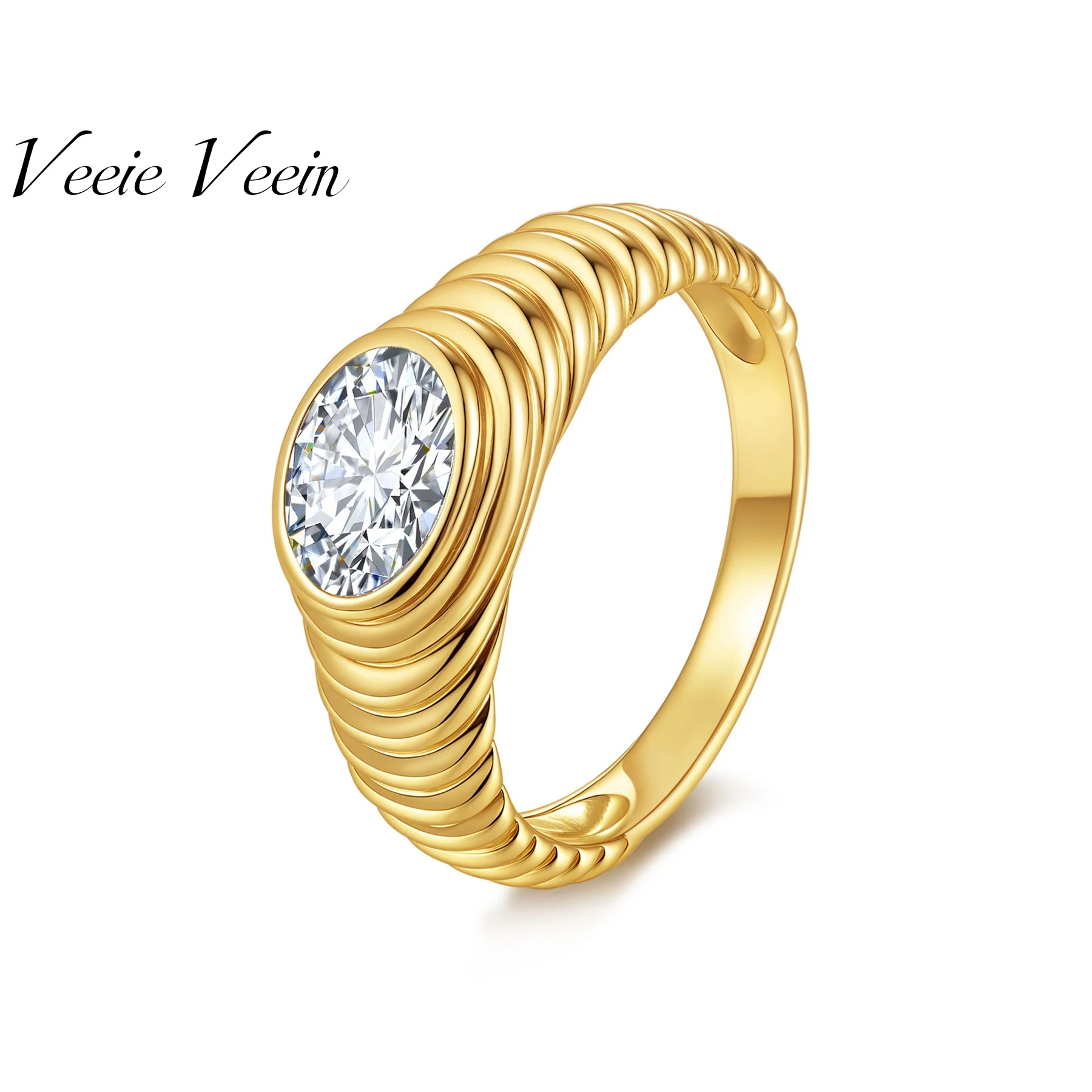 

Veeie Veein Элитный бренд S925 Стерлинговое серебро Кольцо с сертификатом GRA 6*8 Овальный муассанит Ниша Ретро Нить Ювелирные изделия