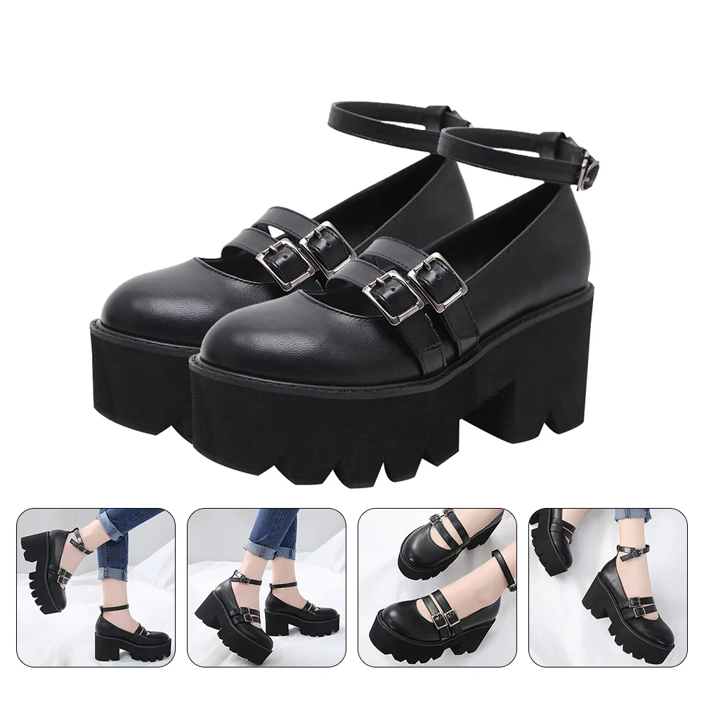 Round Toe Chunky Heel Shoes for Lady Non-skid Light Mouth Women Fashion Female Leisure Casual Stylish Retro Footwear