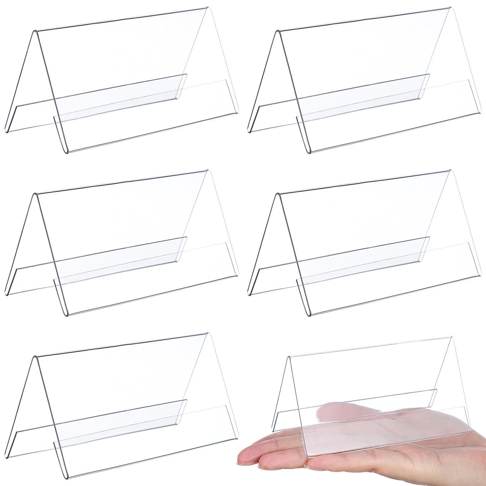 

6pcs Acrylic Place Cards Table Number Holders For Weddings Clear Name Seat Signs Desk Name Plates Wedding Sign Stand Reusable