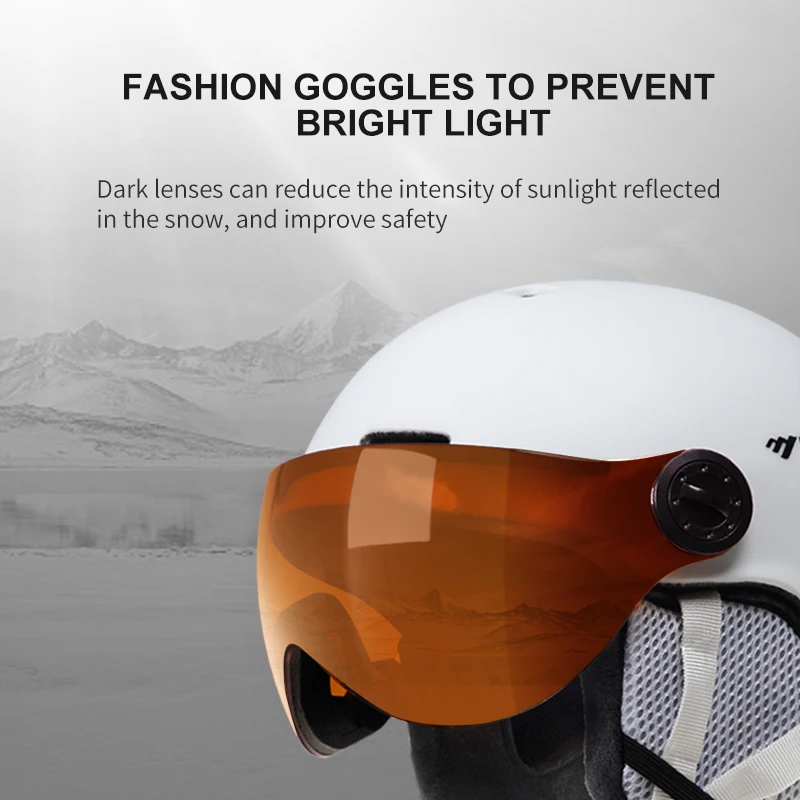 MOON Skihelm Snowboardhelm für Erwachsene und Jugendliche, verstellbare Passform mit abnehmbaren Googles, Schutzhülle, atmungsaktive Belüftungsöffnungen