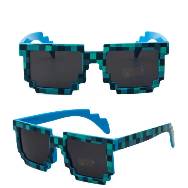 9 colors Fashion Sunglasses Kids cos play action Game Toy Mosaic Square Glasses with EVA case Toys for boy girl gift