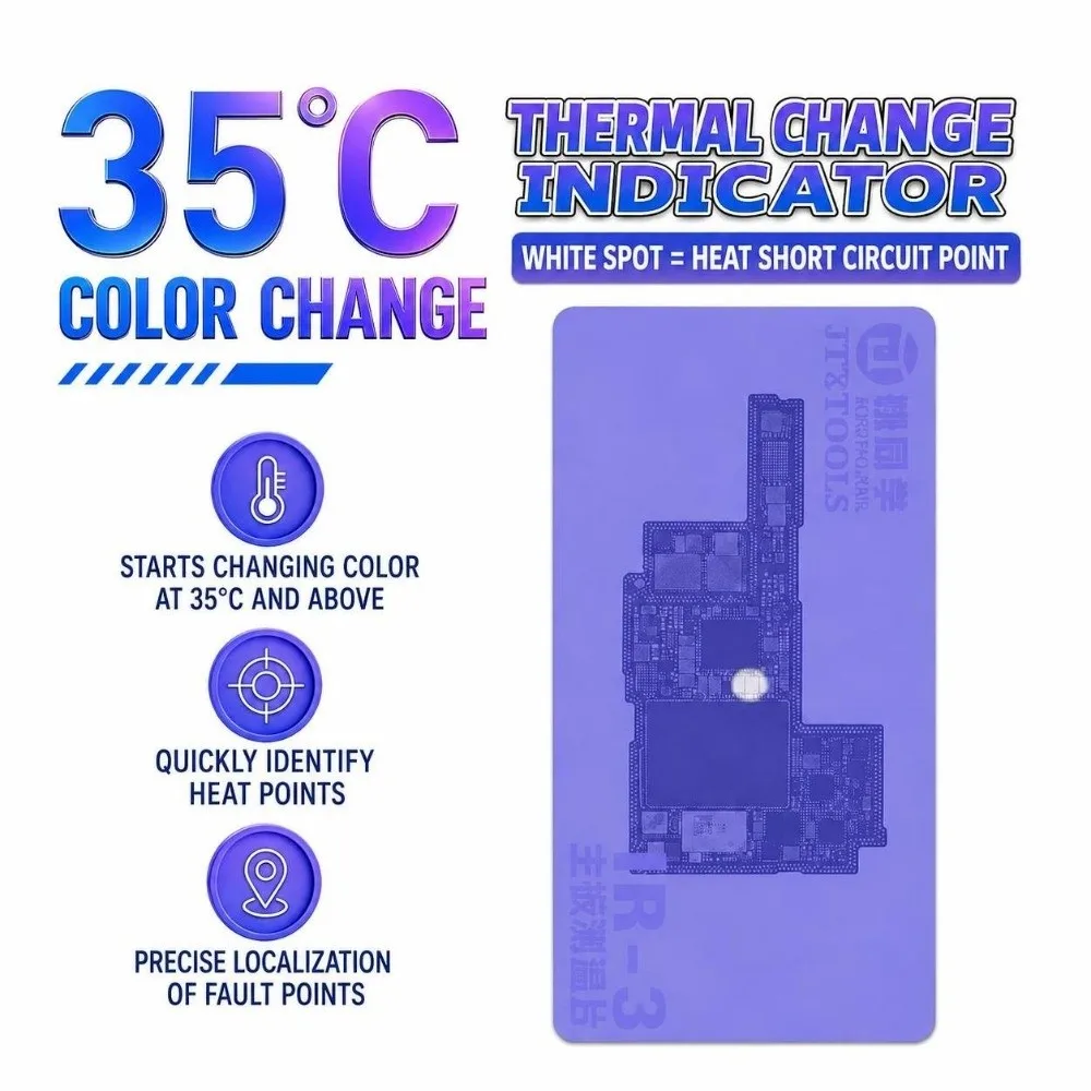 IR‑3 Short-Circuit Finder Pad 35℃ Color Change Silicone Motherboard Short Circuit Fault Test Pad Instant Locate Reusable
