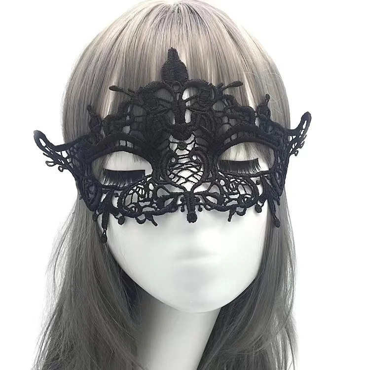 Damen Gothic Spitzenmaske Cosplay Halloween Party Karneval Sexy Damen Kostüme Weihnachten Halbgesicht Tier Rollenspiel Masken Kleid – Detail 20