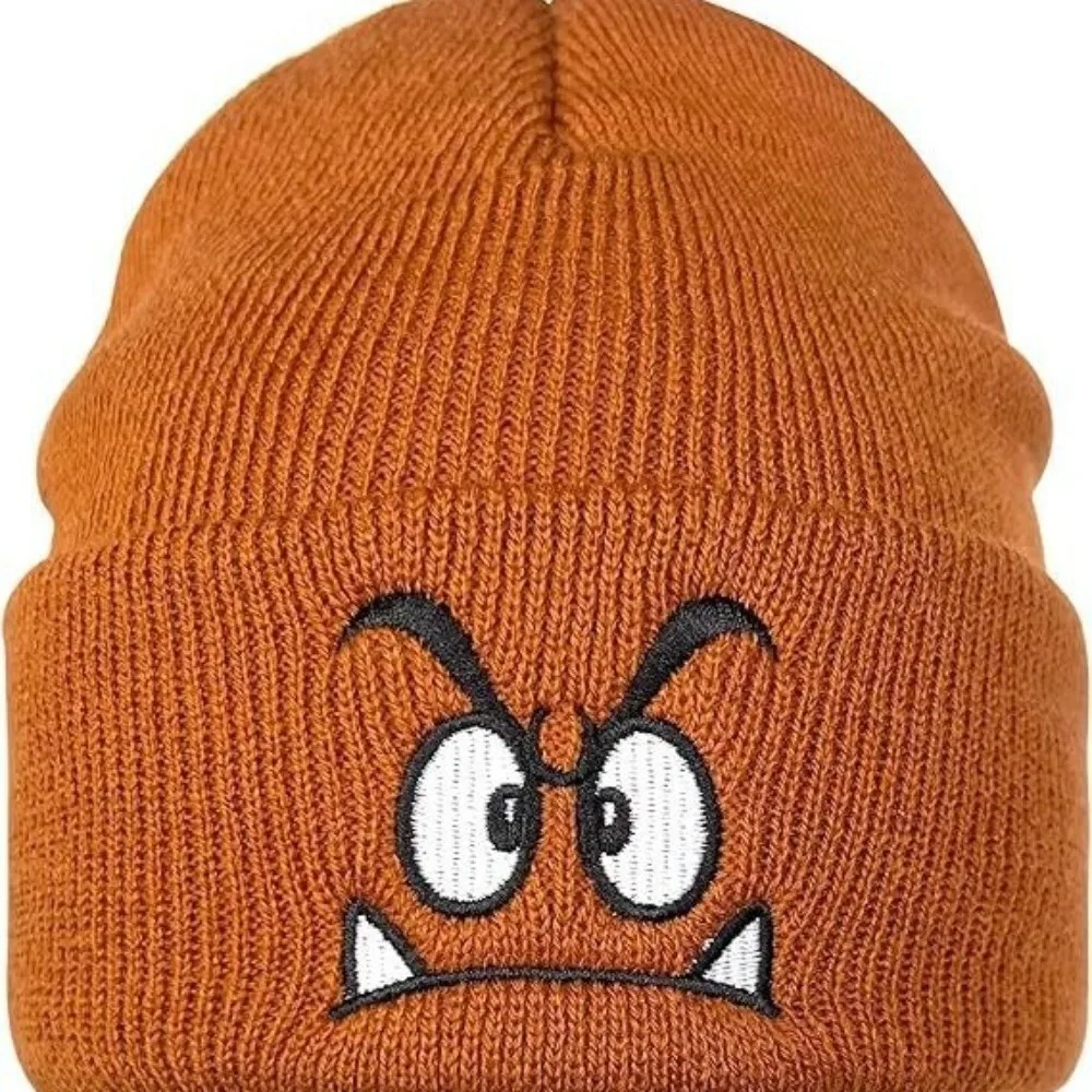 

New Warm Knit Hat Embroidered Angry Expression Winter Warm Hat Leisure Cycling Cap Outdoor Sports