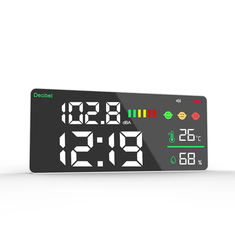 

Rechargeable Digital Sound Level Meter Noise Decibel Measuring Meter Range From 1-95Dba Wall-Mounted Large Screen Clock