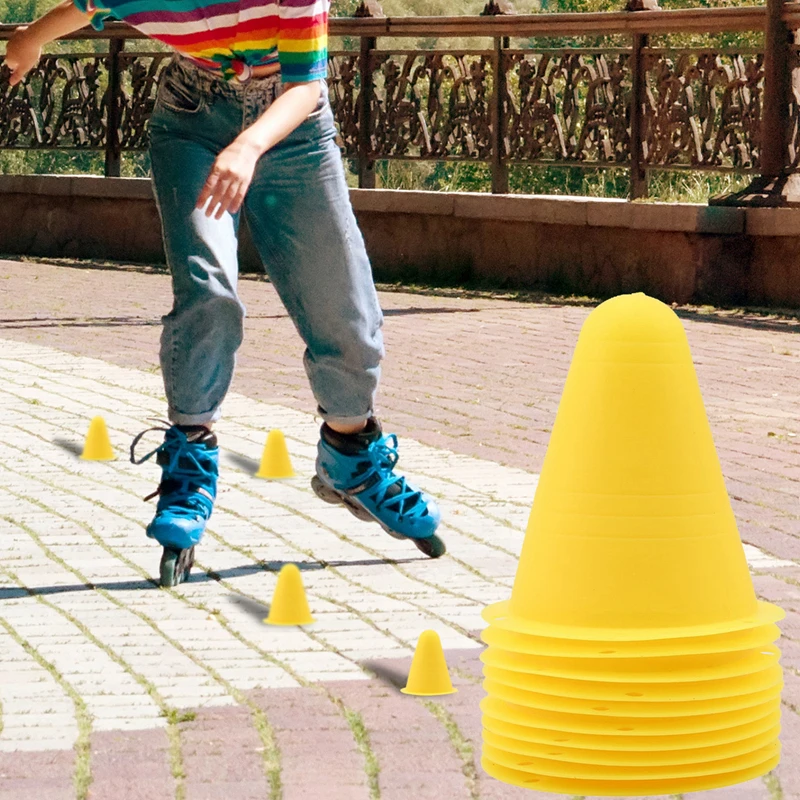 10pcs 3 Inch Plastic Pile Cup Roller Football Soccer Training Equipment Skating Marking Cones Roadblocks Traffic Road Cones Set