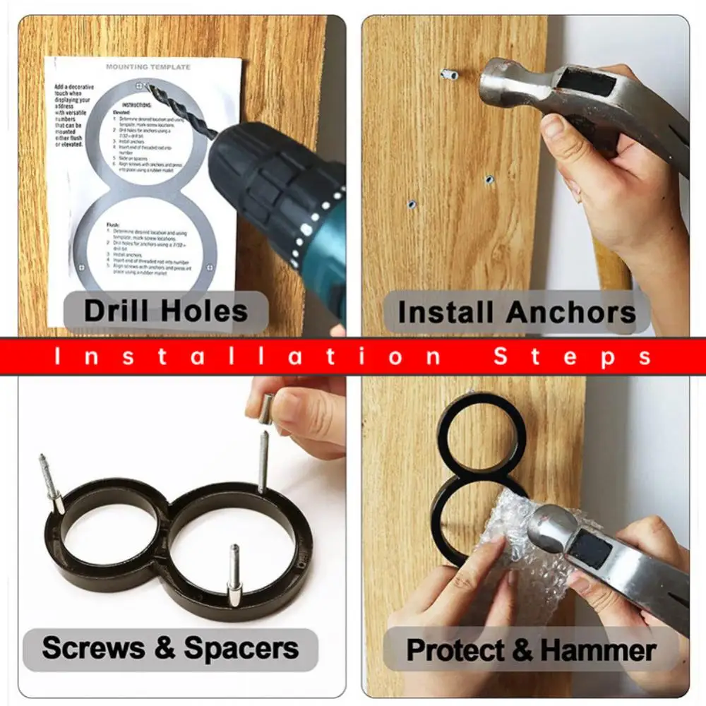 Floating House Number Letters Easy To Install Modern Home Decor Numbers Address Plaque Sign House Drawer Sign Black Zinc Alloy