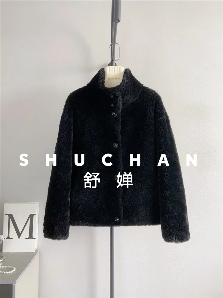 100 % Wollmantel für Damen, neu, warm, Schafschur, Stehkragen, Herbst und Winter, neu, Abrigos Mujer Invierno 2025 Nu de Pluma