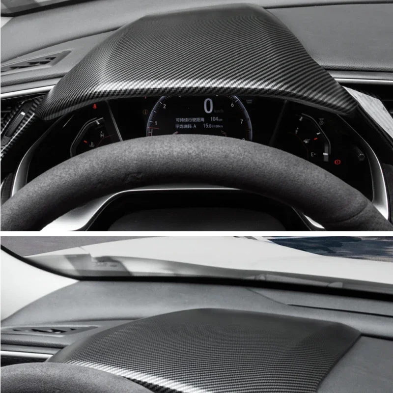Car Dashboard Trim Cover Frame Steering Wheel Center Console Instrument Panel Case Sticker Fit For 16-20 Honda Civic 10th Gen