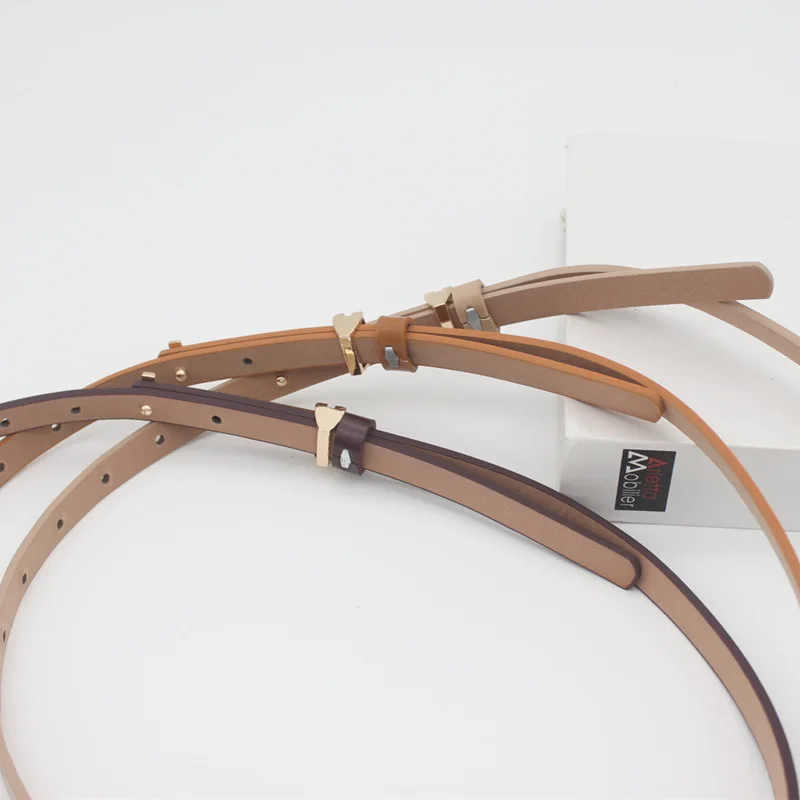 Cinturón para pantalones de mujer, decoración de vestido, cinturón fino de cuero para mujer, correa de cintura con hebilla de Metal