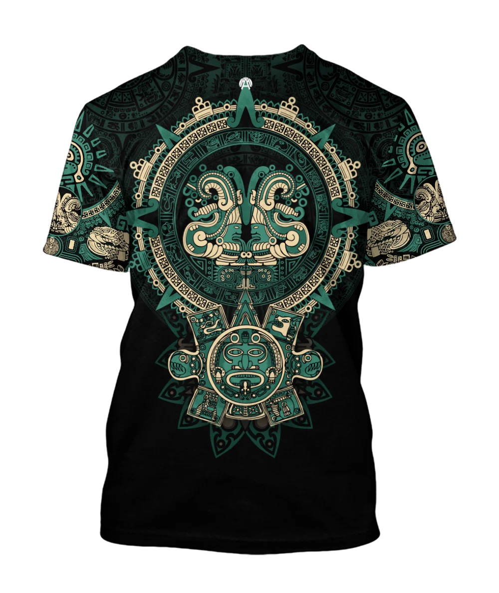 3D Mexican Aztec Quetzalcoatl Tezcatlipoca Tees for men and women, casual street wear, round-neck tees, oversized tops