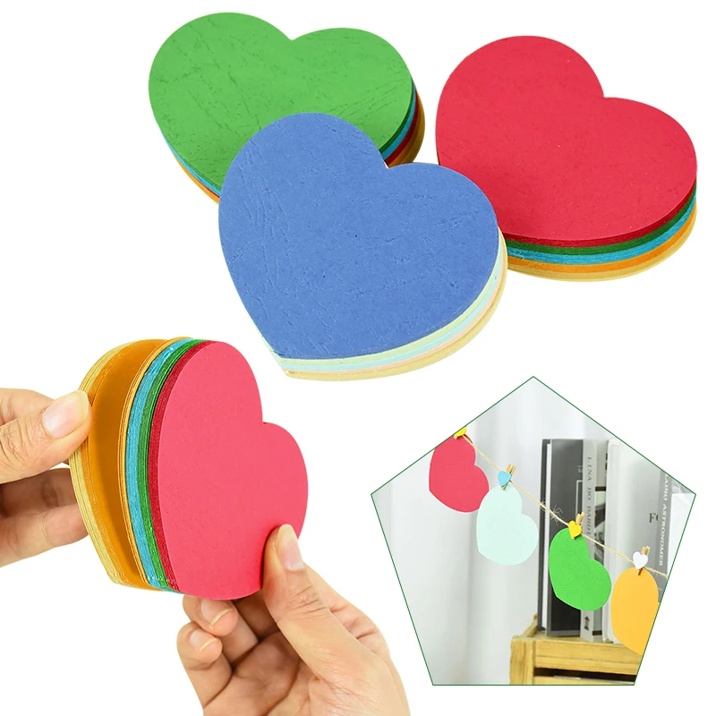 50pcs Creative Colour Heart Sticky Notes Memo Pad Diary Stationary Flakes Scrapbook For Office School Stationery Accessories