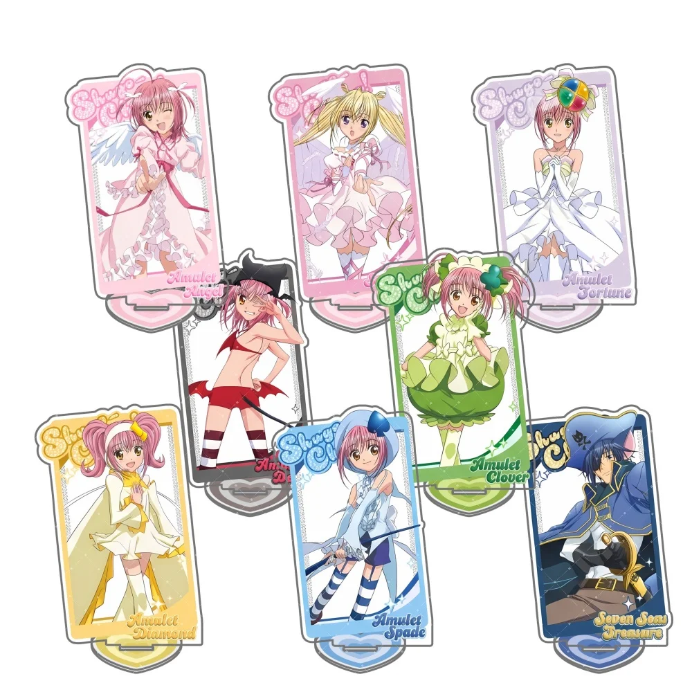 Anime Shugo Chara! Mini llavero de acrílico con soporte, 15 cm, estatua linda de Amu Hinamori, figura linda de Rima Mashiro, adornos de escritorio