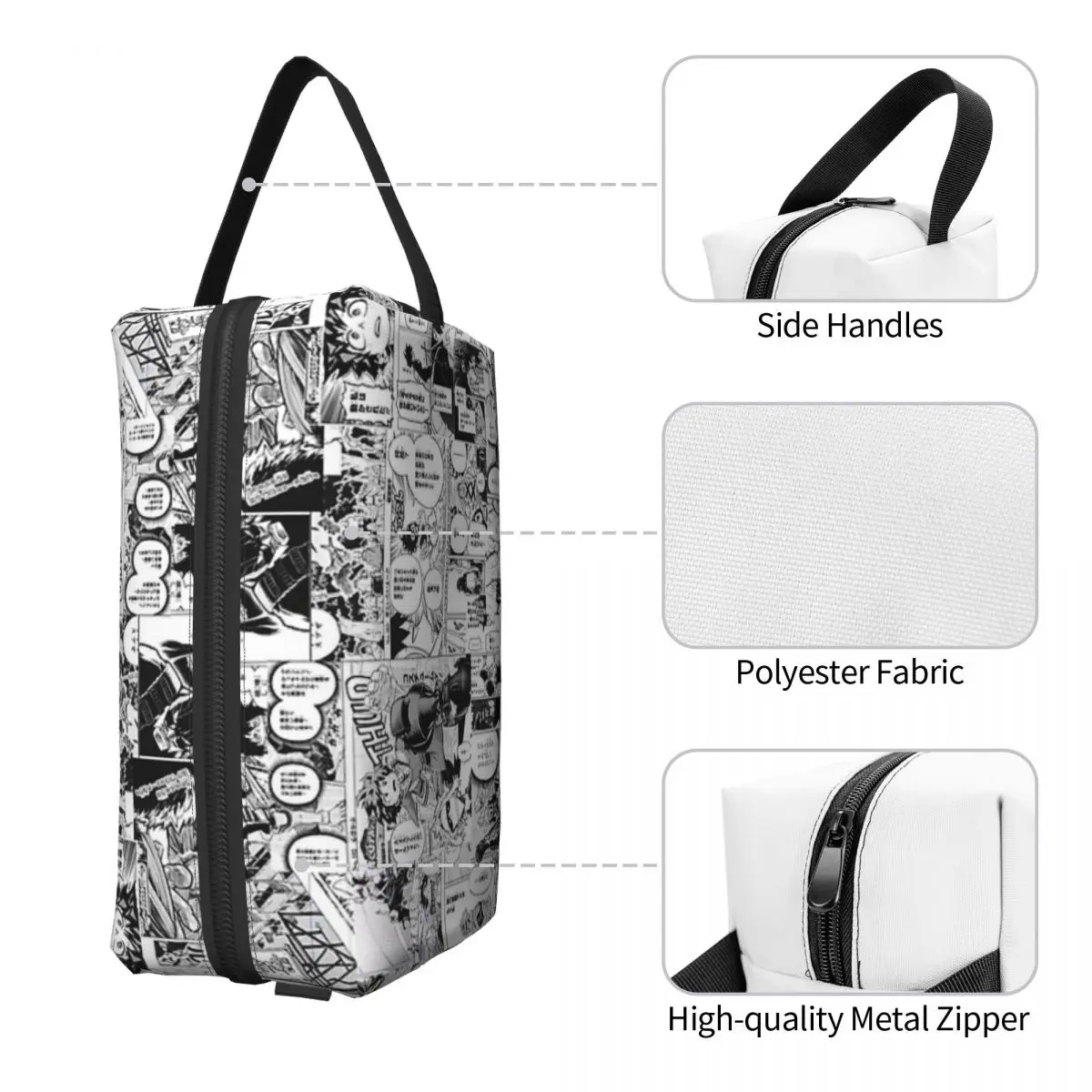 حقيبة مكياج ماي هيرو أكاديميا مانغا كولاج، منظم مستحضرات التجميل، مجموعة أدوات التخزين، حقيبة مستحضرات التجميل للنساء، مقلمة تجميل