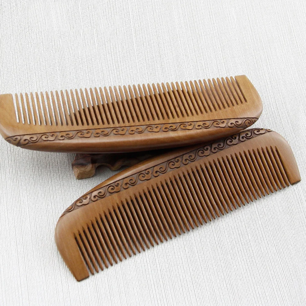 

Natural Wood Hair Comb with Carved Design Smooth Teeth Anti Comb for Daily Salon Outdoor Use Comfortable Massage
