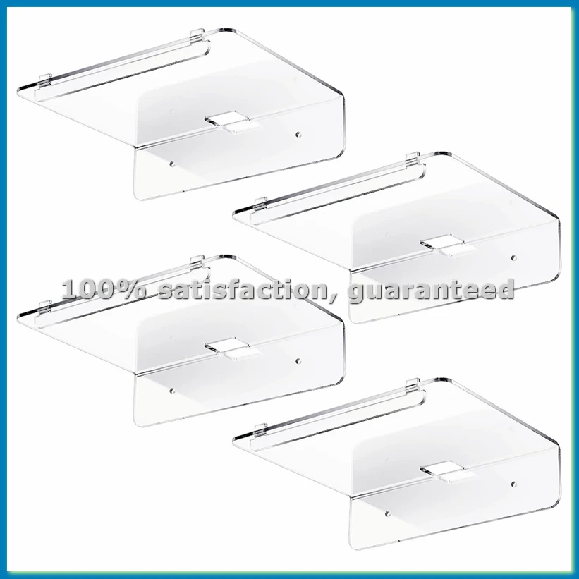 4 Acrylic Floating Wall Shelves Clear Hanging Bookshelf for Kids with Removable Lip and Cable Hole Hang Wall Display-AT35