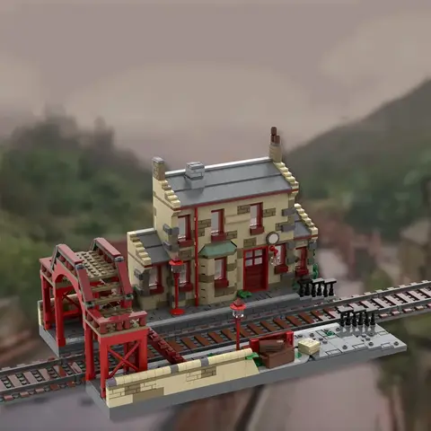 MOC Hogsmeaded Railway Tågstation De vises sten Byggstenar Kompatibla 76423 Förlängningstegel DIY Leksak Barnpresent 12 best sales tillbaka framtida tågmodell - №5