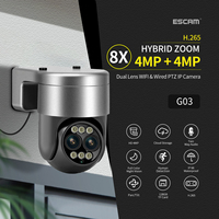 ESCAM G03 4MP 1440P Camhi APP 8x Zoom Dual Lens  PTZ IP Dome Camera AI Humanoid Detection Full Color Security CCTV Baby Monitor