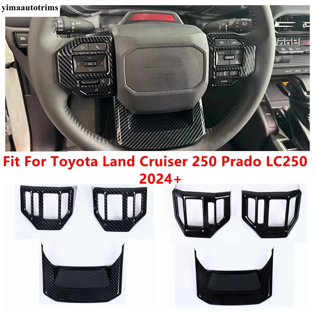 

Steering Wheel Frame Decoration Cover Trim For Toyota Land Cruiser 250 Prado LC250 2024 2025 Black / Carbon Fiber Accessories