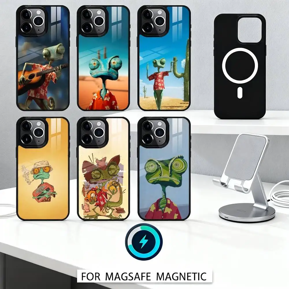 

Милый ковбойский чехол с рисунком ящерицы и пустыни, магнитный чехол для телефона для iPhone 16, 15, 14, 13, 12 Pro Max, чехол для беспроводной зарядки Magsafe