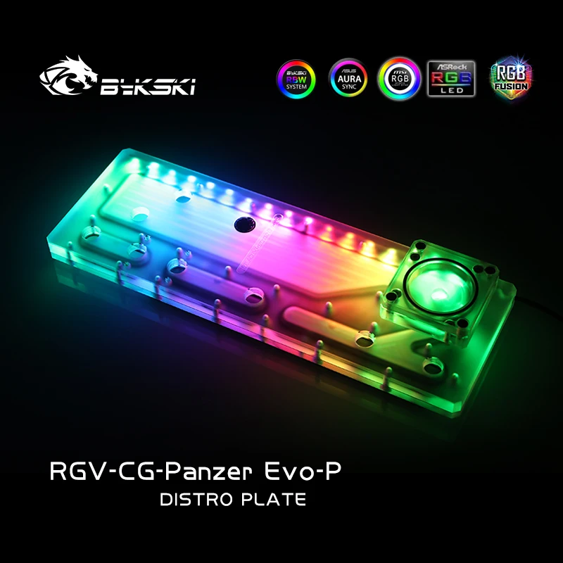 Imagem -03 - Bykski Rgv-cg-panzer Evo-p Distro Placa para Cougar Case Panzer Evo Reservatório da Bomba de Água Acrílico para pc Refrigeração 12v 5v Rgb Sync