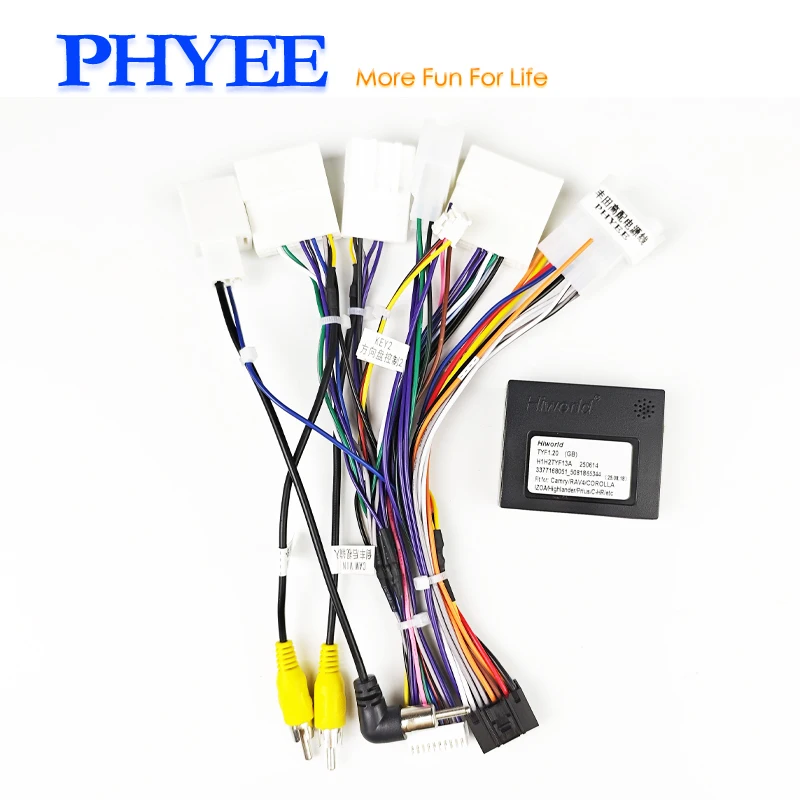 28/24/16 Pin Wiring Harness CAN Bus Decoder, SWC Reverse Cam Support, 16Pin Android, for Toyota Corolla Hilux Yaris Camry RAV4