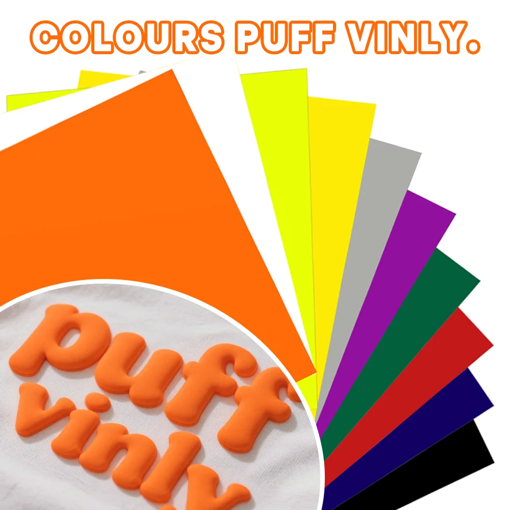 Vinil de Transferência Térmica em Espuma 3D em 13 Cores 25cm x 30cm Ideal para DIY em Roupas, Acessórios e Banners