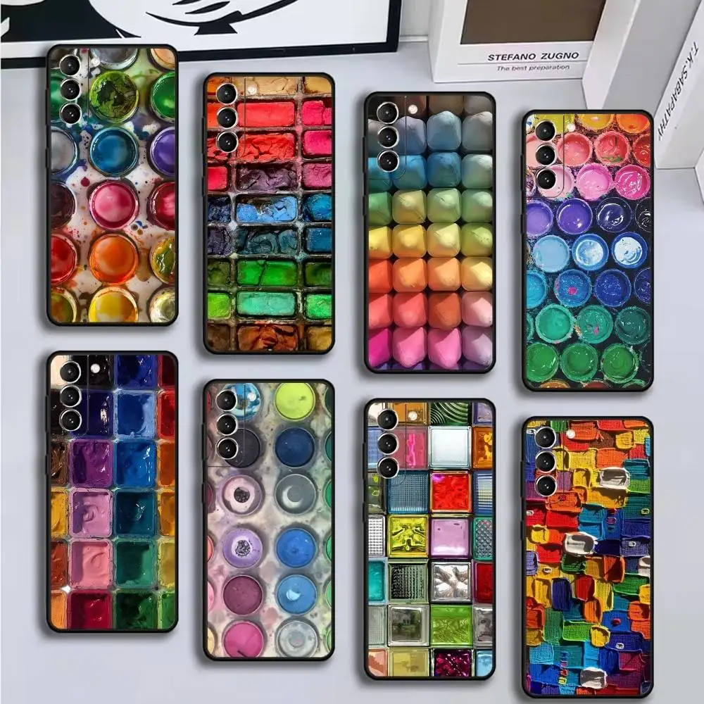 

Watercolors-Set-Paint-Palette Phone Case For Samsung GalaxyA13,21s,22,31,32,52,53,71,72,73,Soft Black Cover