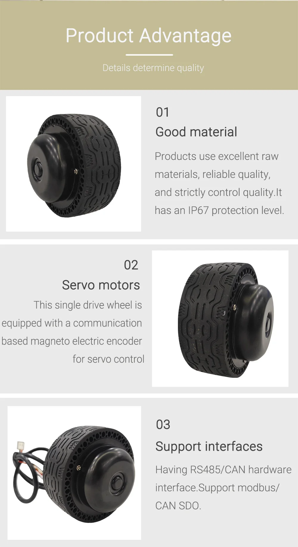 2026unique TZBOT Space-Saving AGV Wheel Integrated Servo Motor Hub with 60kg Max Traction