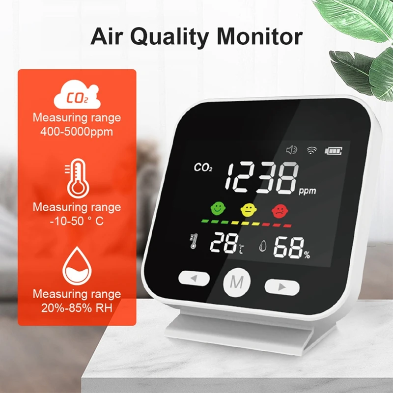 GTBL Tuya Wifi Air Quality Monitor CO2 Carbon Dioxide Meter Temperature Humidity Measuring Detector NDIR Infrared Tester