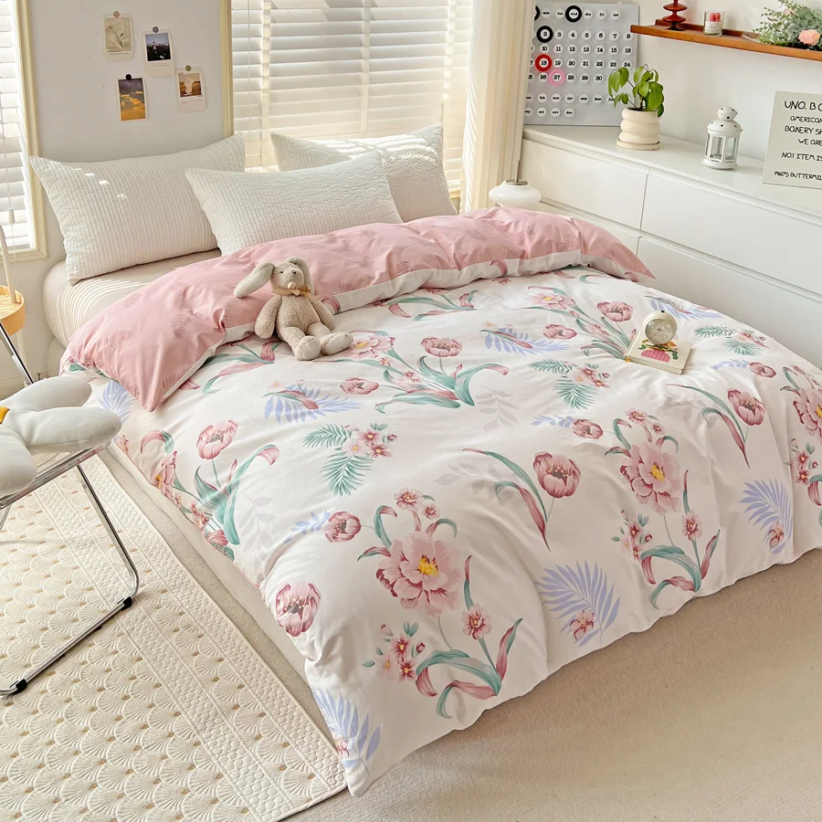 1Pc Cotton Quilt Cover Fashionable Printed Ins Style Suitable for Women's Bedroom Apartment Four-Season Double Bed Single Bed Extra Large Bed 160/180/200cm