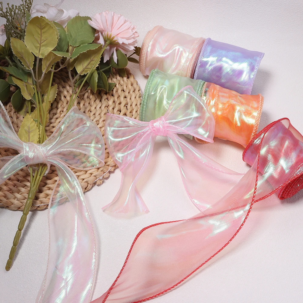 10 yards 60mm Colorful Fish Tail Yarn Organza Ribbon Packaging Gift Box Lolita Hair Accessories Lamp Home Decoration DIY