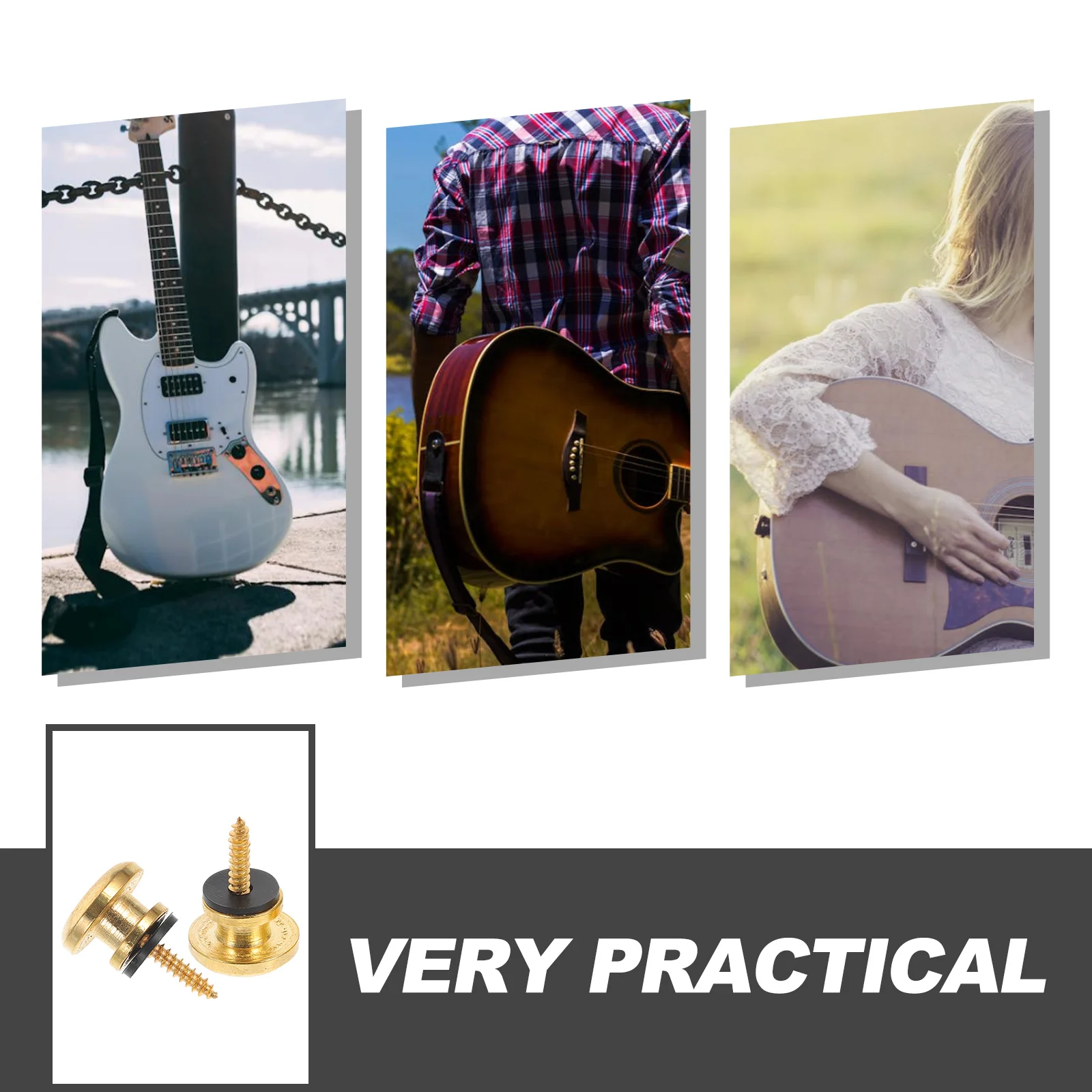 

2Pcs Guitar Strap Locks Durable Zinc Alloy Metal End Pins Lock for Electric Acoustic Classical Bass Guitar Accessories