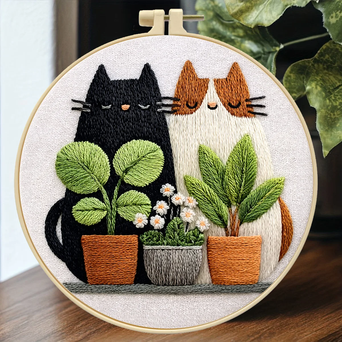 1-kit-de-bordado-para-iniciantes-com-tema-de-gatos-e-plantas-verdes-para-criar-bordados-em-ponto-cruz-com-instrucoes-linha-tecido-estampado-e-agulha