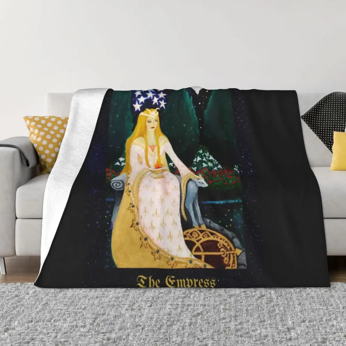 

Empress Tarot Card Throw Blanket Plaid on the sofa Cute Beautifuls Blankets