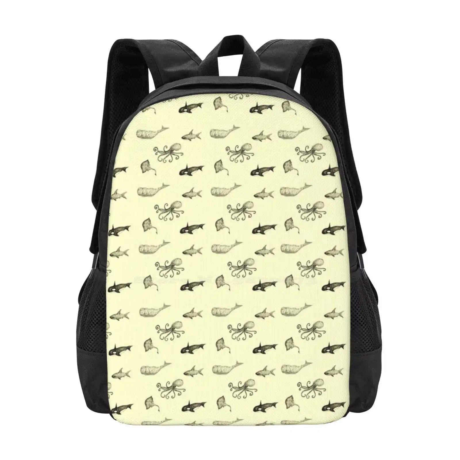 

Aquatic Life Pattern Hot Sale Schoolbag Backpack Fashion Bags Aquatic Ocean Orca Killer Whale Octopus Shark Stingray Pattern