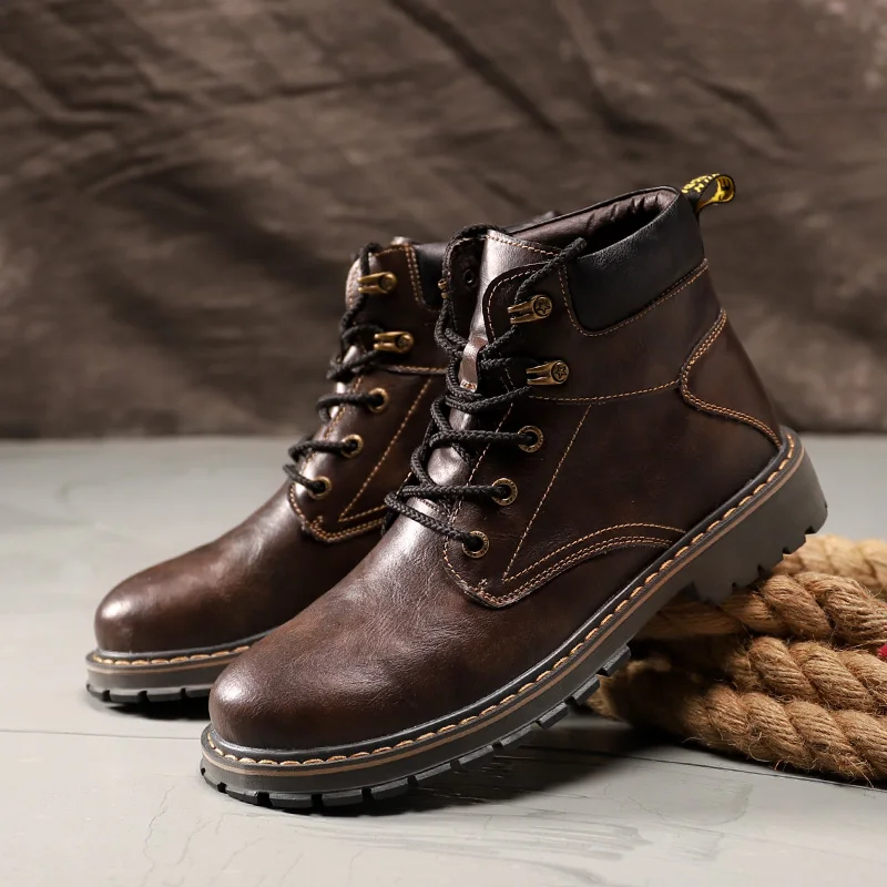 

Autumn Winter Men Retro Casual High Top Boots Dynamic Outdoor Non Slip Height Increasing High-end Fashionable Motorcycle Boots