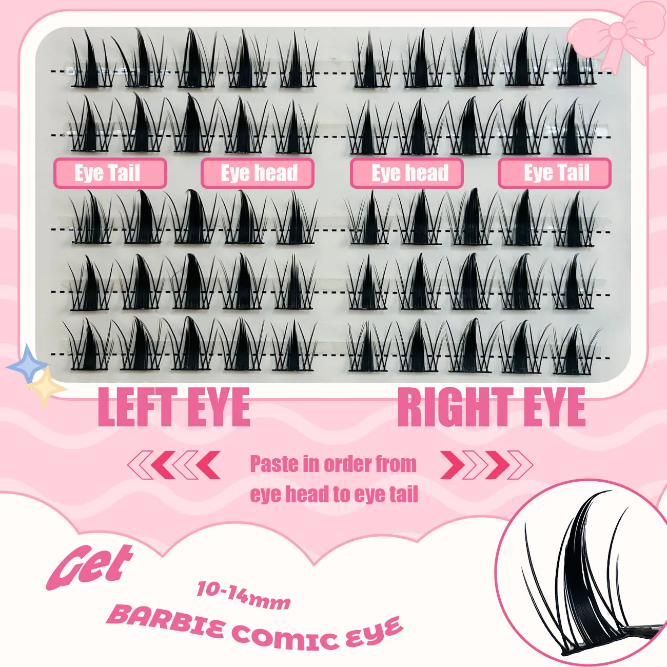 Barbie Rabbit False Eyelashes Mixed Length Novice Friendly Thick Eyelashes Bunches For Eyelash Extension Makeup Clusters Eyelash